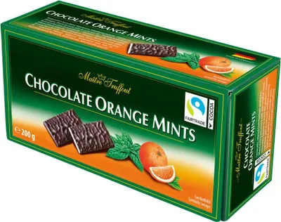 Obrázok produktu pre Čokoládové pomarančové mentolky - Horká čokoláda pomarančová/mätová 200g