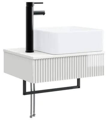 Produktbild von Wandmontiertes Waschbecken Hochglanz Weiß 53 x 35 x 39 cm