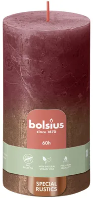 Zdjęcie produktu dla Świeca filarowa Bolsius Rustic Ø 6,8 x 13 cm aksamitna czerwień i miedź