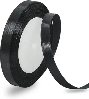 Productafbeelding van Satijnen lint zwart 10 mm - 22 meter decoratief cadeaulint - Breed lint - Stoffen lint voor bruiloft