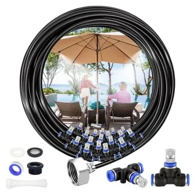 Produktbild von Sprühnebel Kühlung Terrasse, 15M mit 20 Düsen Wasserzerstäuber Terrassen Sprühnebel für Garten, Terrasse, Gewächshaus