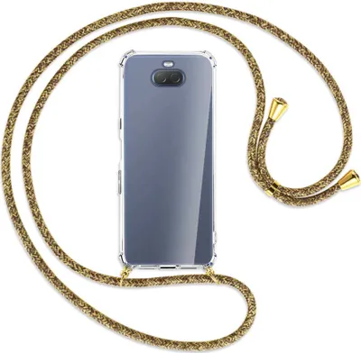 Produktbild von Handykette Backcover-Schutzhülle mit Band (Metall goldfarben) für Sony Xperia 10 - braun+beige