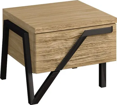 Produktbild von Nachtkommode Kastav 44, Farbe: Eiche / Schwarz, teilmassiv - 40 x 50 x 50 cm (H x B x T)
