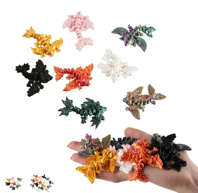 Obrázek produktu pro Pohyblivá figurka draka pro dospělé (14+), kloubový drak z 3D tisku, mini balení 8 ks PLA – mix