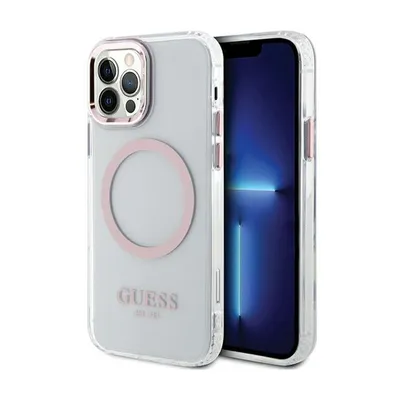 Produktbild von Guess Guhmp12Mhtrmp Fall für Iphone 12 / Iphone 12 Pro - Rosa Metall Umriss Magsafe