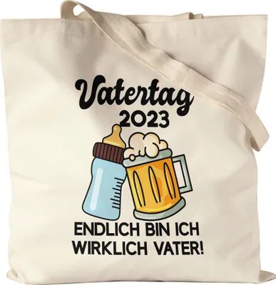 Produktbild von Vatertag 2023 Beutel  Papa Geschenk Lustig Spruch Herrentag Endlich bin ich wirklich Vater Jutebeutel Stoffbeutel Canvas