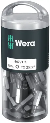 Image de Embout 1/4" DIN 3126 E6,3 T25 x 25 mm, lot de 100, Wera | 4013288138538