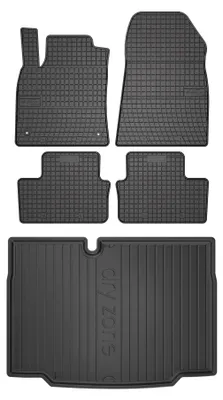 Produktbild von Gummimatten + Kofferraumwanne für Renault Clio V 2019-2026 (Schrägheck, Standard-Kofferraum) – Schwarz, passgenau – Wielganizator SolidPRO