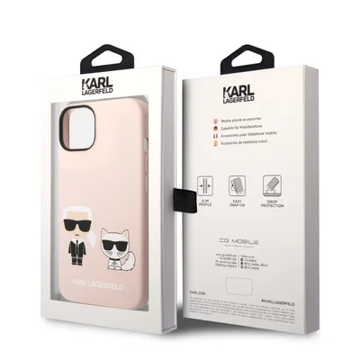 Produktbild von Karl Lagerfeld Klhmp14Ssskci Iphone 14 / 15 / 13 6,1 Hardcase Jasnoróżowy/Hellrosa Silikon Karl & Choupette Magsafe