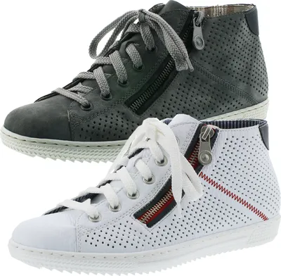 Produktbild von Rieker Damenschuhe L9427, Weiß, 37 EU, Schnürhalbschuhe mit Reißverschluss, Wechselfußbett und Antistress-Innensohle, aus perforiertem Kunstleder, Synthetik und Textil, mit Ziernähten, leichter Profilsohle und maritimem Look