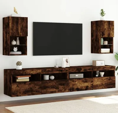Produktbild von Möbel TV-Schränke mit LED-Leuchten 2 Stk. Räuchereiche 30,5x30x60 cm - TV-Schränke 836996
