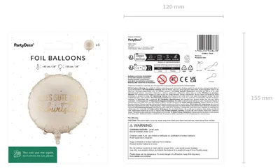 Zdjęcie produktu dla Balony foliowe – Wszystkiego najlepszego z okazji urodzin – okrągłe 35 x 35 cm kremowo-złote