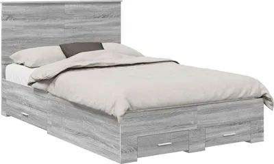 Imagen del producto de Estructura de cama vidaXL, color gris Sonoma, 120 x 190 cm, fabricada en material de madera