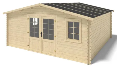 Image de Abri de jardin en bois - 25m2 - 5x5m - Ep. 28mm - Couleur: naturel - DOM591 - ALTANKA