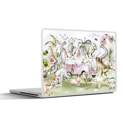 Produktbild von MuchoWow® Laptop Aufkleber Sticker Cover Dinosaurier - Kinder - Bus - Bäume - Tiere - Kinder 31x22.5 cm - Laptop-Deko