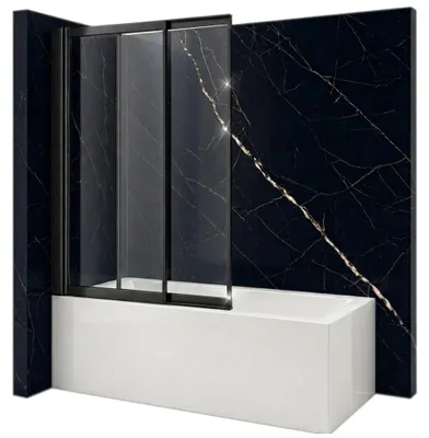 Produktbild von Silla Spencer Badewannenaufsatz 85x150 cm Schwarz, Schiebetür, Nano-Beschichtung
