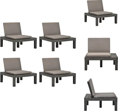 Immagine prodotto di vidaXL Sedie da giardino con cuscini 4 pz. Plastica antracite - Sedie da giardino