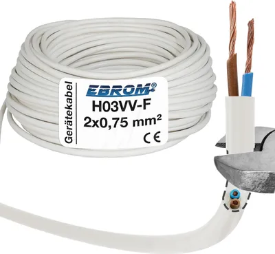 Immagine prodotto di 50 metri di cavo flessibile H03VV-F 2G0,75 mm² - 2x0,75 mm² - bianco - rotolo da 50 m