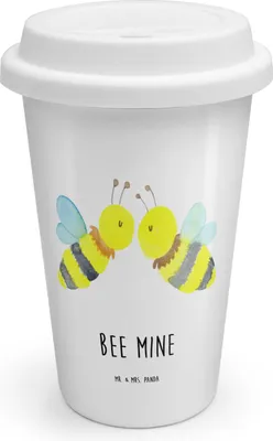 Produktbild von Mr. & Mrs. Panda Thermobecher To Go Biene Liebe - Weiß - Geschenk, ToGo Kaffeebecher, Mehrwegbecher, Coffee Becher, Isolierkaffeebecher, Hummel