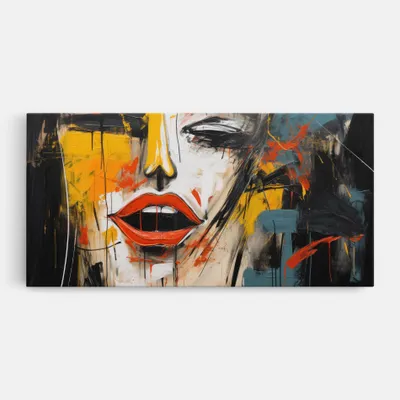 Produktbild von ARTHUB® Leinwandbild 40x80 cm, Abstract Woman Lips | Wohnzimmerdekoration, Hängende Bilder, Wanddekoration, Heimdekoration, Frauen, Lippen