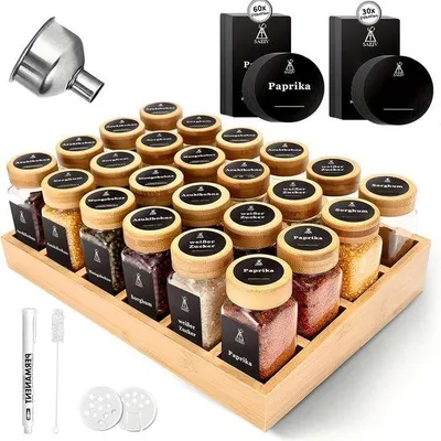 Image de Range-herbes avec sachets et étiquettes – Lot de 24 sachets vides et d'un bol