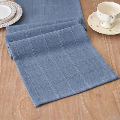 Productafbeelding van Tafelloper modern - Katoen-linnen - Marineblauw - 30 x 80 cm