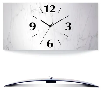 Produktbild von ARTland Wanduhr, gebogen Quarzuhr - schwarzer Zeiger Weiße Marmoroptik Größe: 50x25 cm