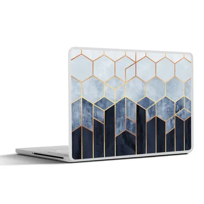 Produktbild von MuchoWow® Laptop Aufkleber Sticker Cover Sechseck - Gold - Schablonen 32.5x23.5 cm - Sticker für Laptop - Selbstklebend