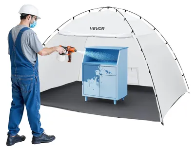 Produktbild von VEVOR Tragbares Lackierzeltt, 2930 x 2930 x 1810mm Tragbare Garage Spritzzelt, Wasserdichtes Spritzzelt mit faltbarem Rahmen und 2 Netz-Seitenfenstern für Autoteile, Möbel, Motorräder, 293x230x188 cm, Stützstange Unterstützung
