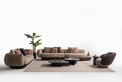 Produktbild von Braun-Beiger Relaxsessel Designer Holzgestell Edler Polstersessel