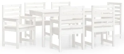 Produktbild von vidaXL 7-tlg. Garten-Essgruppe Weiß Massivholz Kiefer