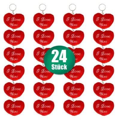 Produktbild von 24 Stück Herz an Schlüsselanhänger - Herz ca. 5,5 cm