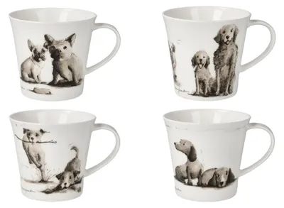 Produktbild von Goebel Porzellan 4er Set Tassen HUNDE 350ml Porzellan