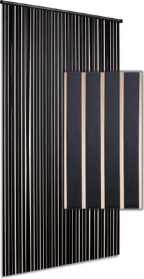 Produktbild von Unyqoos® DEGOR Fliegenvorhang (PVC) – Insektenschutz Türvorhang, schwarz, 90x220 cm, ca. 38 Bänder/m, 2 cm Bandbreite, graue PVC-Befestigungsleiste mit Schraubhaken