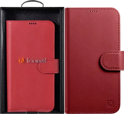 Produktbild von Icarer Case Ledertasche für Iphone 14+ Rot