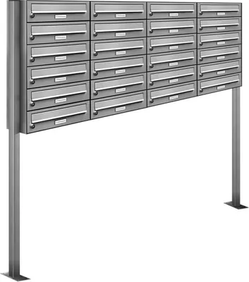 Produktbild von 24er Edelstahl Stand Briefkasten Anlage Freistehend