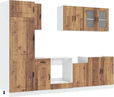 Produktbild von 8-tlg. Küchenschrank-Set Kalmar Altholz-Optik Holzwerkstoff