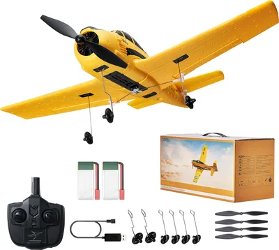 Immagine prodotto di SucceBuy Aeroplano RC - 2,4 GHz, 4 canali, giroscopio a 6 assi, 2 batterie, semplice giocattolo volante per tutti