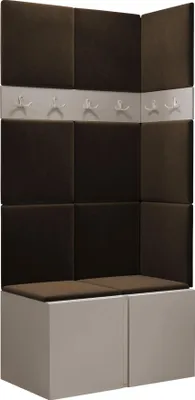Produktbild von MIRJAN24 Garderoben-Set Orion I, Garderobe mit Sitzbank mit 11 x Wandpanel 42x42 (Farbe: Cashmere, Manila 04)