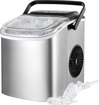 Produktbild von Eismaschine, 9 Eiswürfel in 6 Minuten, 12 kg Eisproduktion, automatische Reinigung, Silber