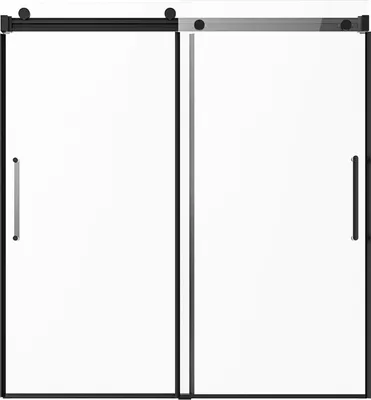 Obrázek produktu pro SucceBuy bezrámové posuvné dveře do vany, 56-60 palců š x 60 palců v, skleněné dveře do sprchy, tvrzené sklo, chromový povrch, koupelna