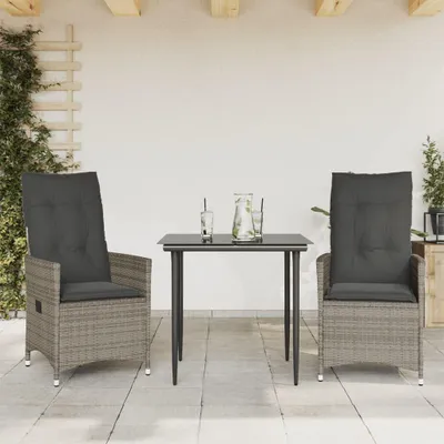 Produktbild von 2 neigbare Gartenstühle aus grauem Polyrattan