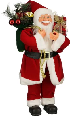 Obrázek produktu pro Slídové ozdoby Vánoční dekorace Dekorace Santa - 30x20x60 cm - Polyester - Červená barva