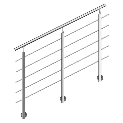 Produktbild von Treppengeländer aus Edelstahl 304 240 cm - 5 Querstreben， seitliche Montage Kombinierbar