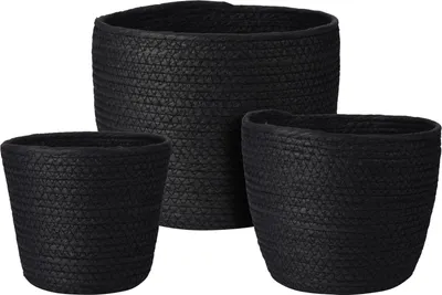 Immagine prodotto di Set di 3 - Cestino portaoggetti Nero - tre misure, nero