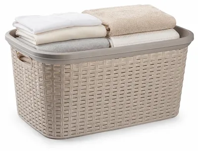 Produktbild von Plasticforte Waschekorb - 35 l - beige - Rattan - 53 x 36 x 26 cm