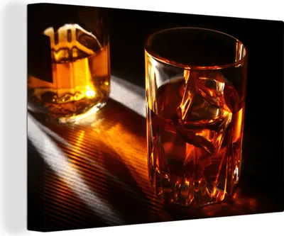 Zdjęcie produktu dla OneMillionCanvasses® - Obraz na płótnie - 140x90 cm, Szklanki - Whisky - Drinki, Dekoracja ścienna - Zdjęcie na płótnie - Obraz na drewnianej ramie