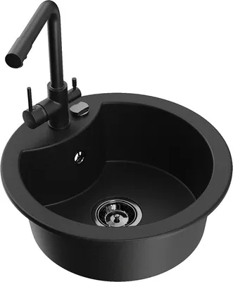 Produktbild von Mexen Diego 1-Becken-Granit-Spüle mit Mischbatterie Duero, Schwarz - 6512-77-671600-70-B