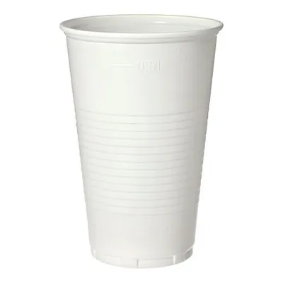 Productafbeelding van Beker, PP, 0,5 liter, diameter 9,5 cm, hoogte 13,7 cm, wit met schuimrand