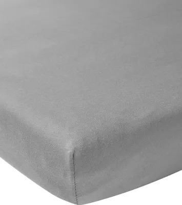 Produktbild von Meyco Baby Uni Spannbettlaken für das Beistellbett (Bettlaken mit weicher Jersey-Qualität, aus 100% Baumwolle, perfekte Passform durch Rundum-Gummizug, atmungsaktiv, Maße: 50 x 90cm), Grau